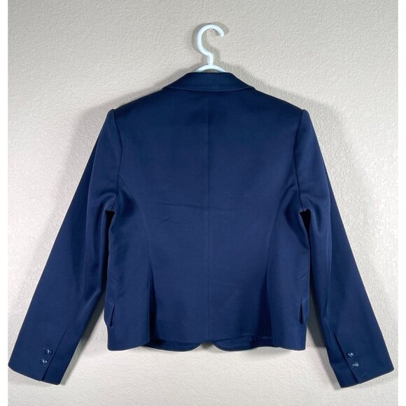 L'Agence Jennah Cropped Single Breasted Blazer Navy Blue - Picture 7 of 12